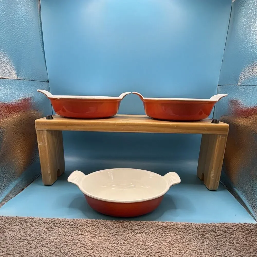 Vintage Descoware cast iron Ceramic Baking Dishes w/ Handles 0.5 Qt# FE-14.5